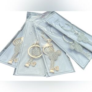 Rhinestone Mouse Ears Bag Charm Set of 5 random colors - gold and silver